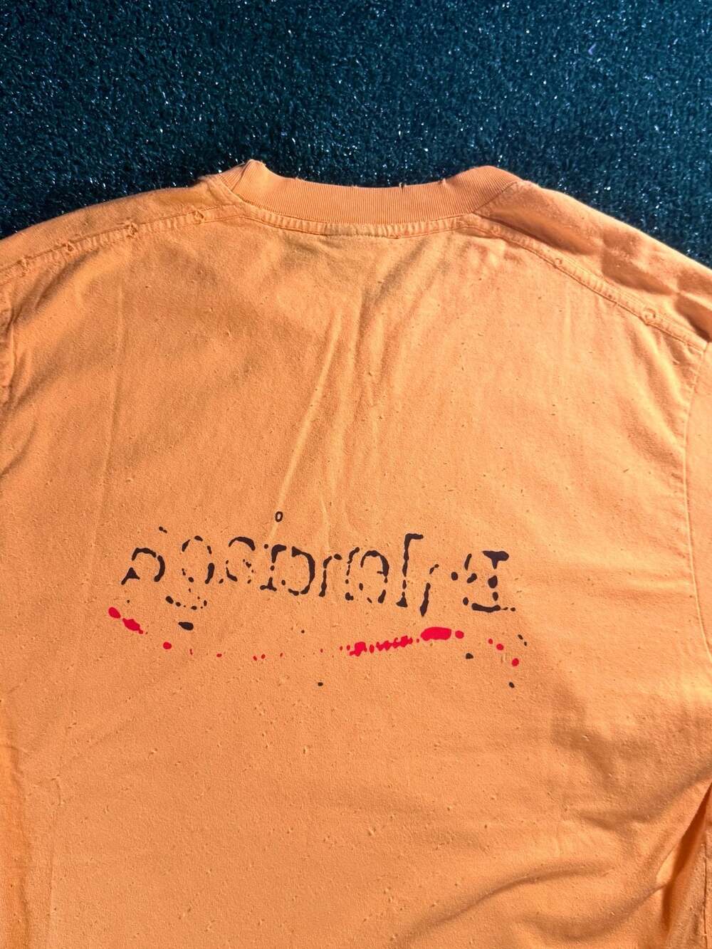 Balenciaga Hand-Drawn Logo Distressed T-Shirt Orange Size M - Picture 6 of 6